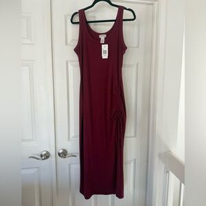 NWT L*Space “Sandpiper” Ribbed Maxi Dress in Burgundy